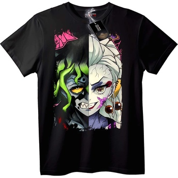 NOONEBRAND Тениска с Разделени Аниме Герои - S, Black