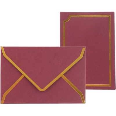 Obálky s kartičkou 7,5x11cm, 5ks bordó
