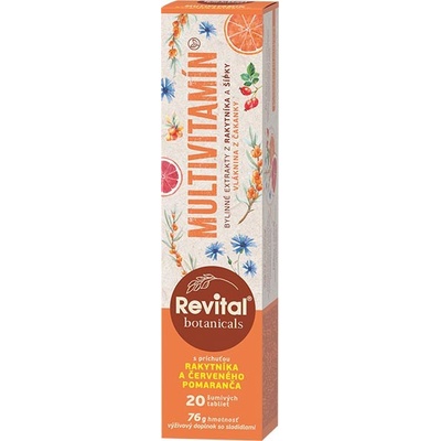 Revital Botanicals Multivitamín s bylinnými extraktmi s príchuťou rakytníka a červeného pomaranča 20 tabliet