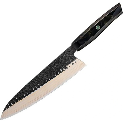 IZMAEL Damaškový kuchynský nôž Zankoku Chef/Čierna/Hnedá 21.4 cm