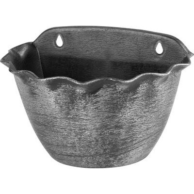 STREND PRO Garden Kvetináč Wave, 26x18 cm, strieborný, metalický efekt, závesný