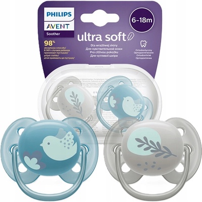 Avent Philips šidítko Ultrasoft Premium Zvířátko 2 ks sivá/modrá