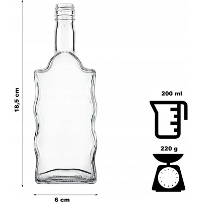 Fľaša na alkohol sklenená "FALA" 200 ml