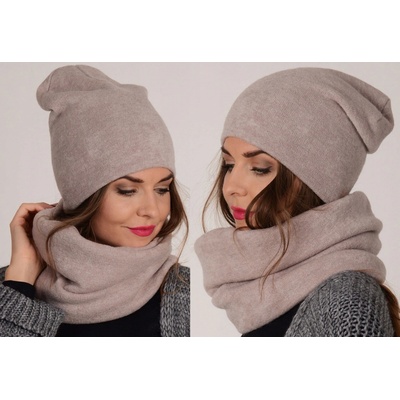 Fashionweek dámský zimní set čepice a šála ZIZI-K6 Béžový
