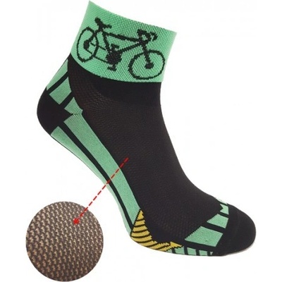 Dospelé krátke ponožky Bicykel čierna/zelená