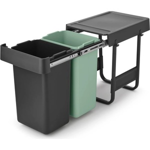 Brabantia Кош за смет за разделно събиране Brabantia Sort&Go 2x15L, Dark Grey & Jade Green (1008862) - topmarket
