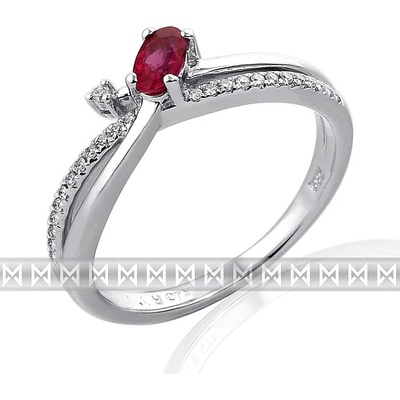 Klenoty Budín zásnubní diamantový prsten s diamantem bílé zlato briliant rubín 3860503