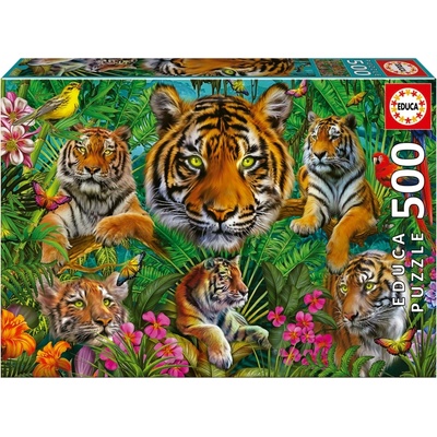 Educa Пъзел Educa - Тигри в джунглата, 500 части (EDU19902)