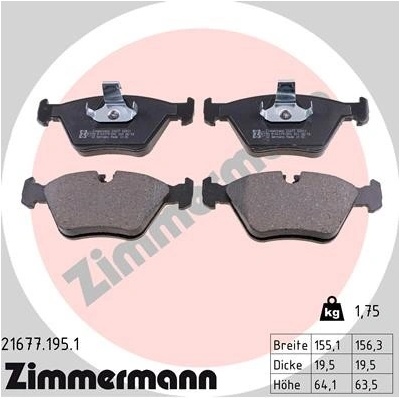 Sada brzdových destiček, kotoučová brzda ZIMMERMANN 21677.195.1