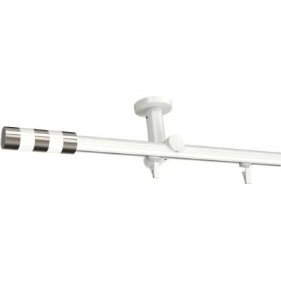 KovovégarnýžeCZ Stropní garnýž Imperial broadway 19 mm bílá lesklá Jednořadá jezdec s kovovou žabkou 160 cm