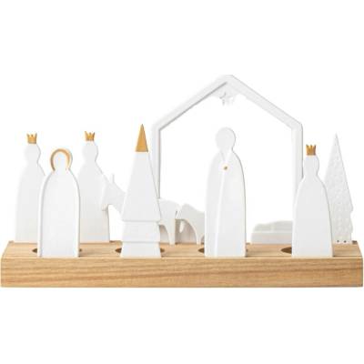 räder Adventní svícen Large Nativity Scene, bílá barva, přírodní barva, dřevo, porcelán