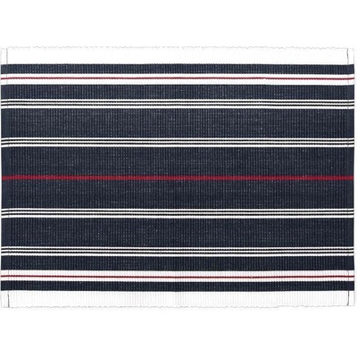 SCANquilt prostírání Rib marine-pruhy tmavě modrobílá běhoun delší strana 100-170cm