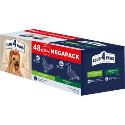 Club 4 Paws Premium №4 Mix Kuracie & Kačacie 48 × 100 g
