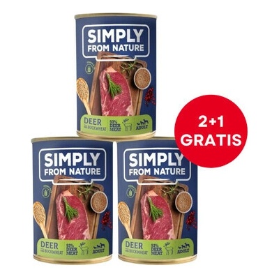 Simply From Nature Jelenie mäso s pohánkou 3 x 400 g