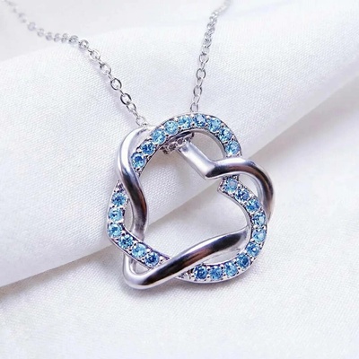 Elanis Jewel Dámský náhrdelník propletená srdce s modrými krystaly Swarovski® EJ00065
