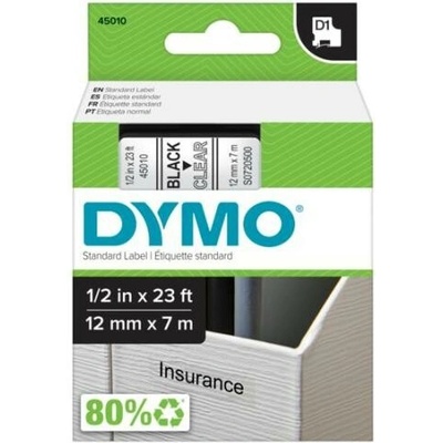 Dymo originální páska do tiskárny štítků, Dymo, 45010, S0720500, černý tisk/průhledný podk 45010