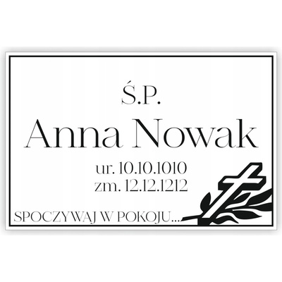 Ná hrobní deska, tabulka na hrob 40x30 s křížem