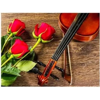 Червени рози и цигулка 40/30 см