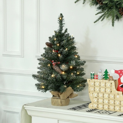 HOMCOM Umělý vánoční stromeček 60 cm s LED osvětlením zeleno-bílý – Zboží Mobilmania