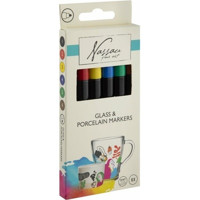 Creative Craft Group Fixy na sklo a porcelán sada základní barvy 6ks