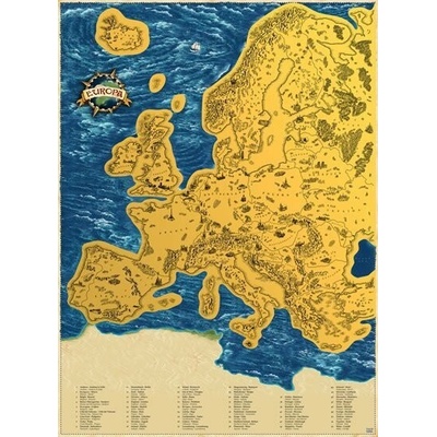 Stírací mapa Evropy – zlatá Deluxe XL – Zboží Dáma