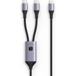 TECHLY ICOC MU2C-2C100W Кабел за зареждане USB-C към 2x USB-C 100W 1.5m PD QC PPS (ICOC MU2C-2C100W)