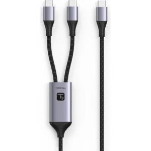 TECHLY ICOC MU2C-2C100W Кабел за зареждане USB-C към 2x USB-C 100W 1.5m PD QC PPS (ICOC MU2C-2C100W)