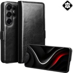 Qialino Samsung S26 Ultra QIALINO калъф с стойка, от естествена кожа, тип FLIP, с поставка за маса, ЧЕРЕН (GP-193294)