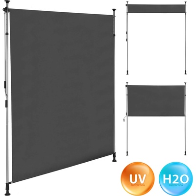 MultiGarden AW-039 Upínateľná zatahovacia markíza s kľukou, výškovo nastaviteľná, 180 x 220 cm, antracitová