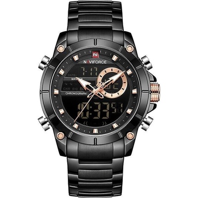 Naviforce Мъжки часовник NaviForce Iridal, Неръждаема стомана, Хронограф, Черен (NAVIFORCE-9163-BLACK)