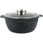 Voltz Тенджера с капак Oliver Voltz OV54318C24, Ø24x10 см, 4.5 л, Лят алуминий, Керамично мраморно покритие, Черен