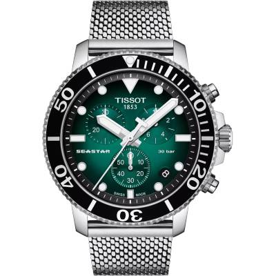Tissot Мъжки часовник Tissot Seastar 120.417. 11.091. 00, Сив / Зелен (TIS120.417.11.091.00)