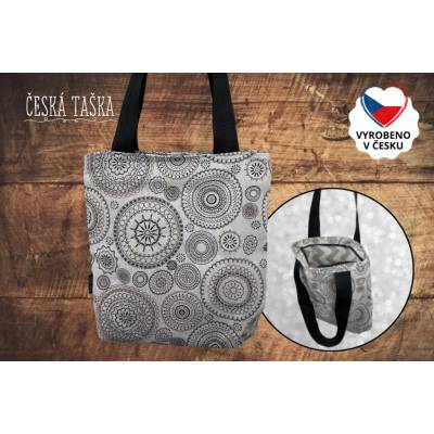 Česká Taška Taškokabelka MANDALA L česká ručně šitá taška s podšívkou a zipem 38×38 cm