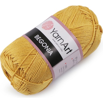 Bavlněná pletací příze Begonia 50 g hořčicová 1 ks