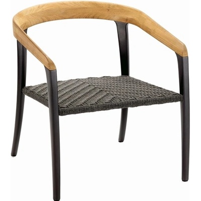Royal Botania Nízké křeslo Jive, 60x66x66 cm, rám hliník anthracite a teak, výplet lanko Olefin grey