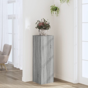 vidaXL Поставка за растения, сив сонома, 33x33x100 см, инженерно дърво (852956)