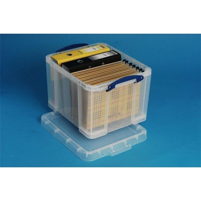 REALLY USEFUL Box, plastový, s víkem, 35 l, průhledný