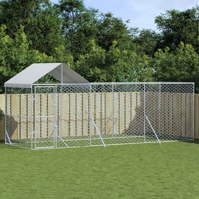 vidaXL Venkovní psí kotec se střechou stříbrný 600 x 200 x 250 cm pozinkovaná ocel 9799.3190467