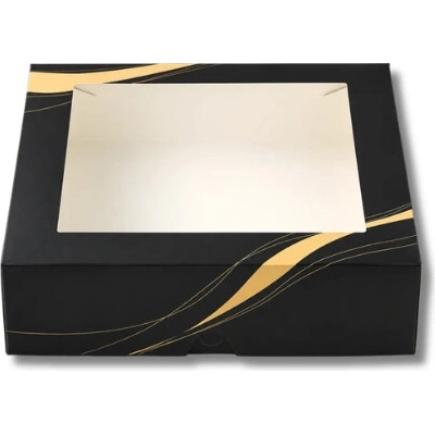 Elegantná čierna krabica s okienkom Pure – laminovaná 20 x 20 x 5,5 cm