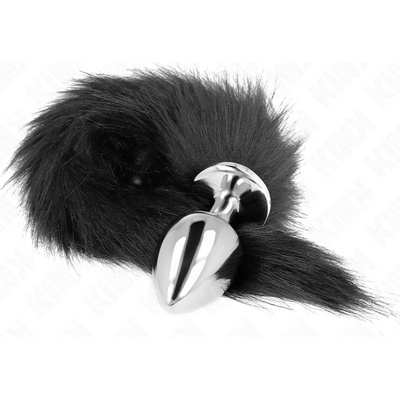 Метален анален плъг с черна опашка, 10см - Kink Anal Tail Plug (D-240663)