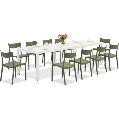 BICA King Double/Provence комплект градински мебели в бяло и зелено за 10 души Bica (BC439BL-10xBC308ZIE)