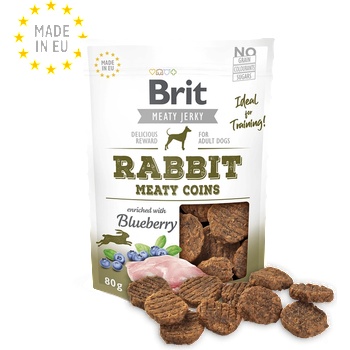 Brit Jerky Snack - Rabbit Meaty coins - лакомство за кучета месни кръгчета със заешко 80гр