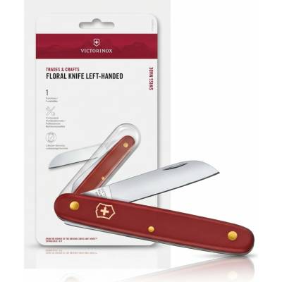 Victorinox 3.9450.B1 záhradnícky pre ľavákov, 100 mm nylonová rukoväť, 55 mm rovná čepeľ, Blister, červený