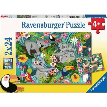 Ravensburger Детски пъзел Ravensburger от 2 x 24 части - Коали и ленивци (5183)