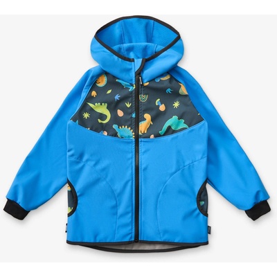 unuo Dětská softshellová bunda s fleecem Basic Modrá Dinosauři – Zboží Mobilmania