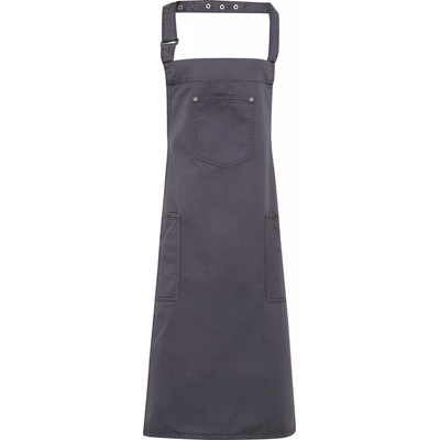 Premier Workwear Bavlněná dlouhá chino zástěra za krk PR132 Steel Pantone 6545 72x86cm