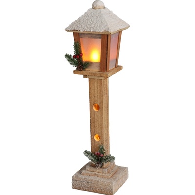 Home Styling Collection Vánoční dekorativní dřevěná lucerna s LED, 52 cm béžová