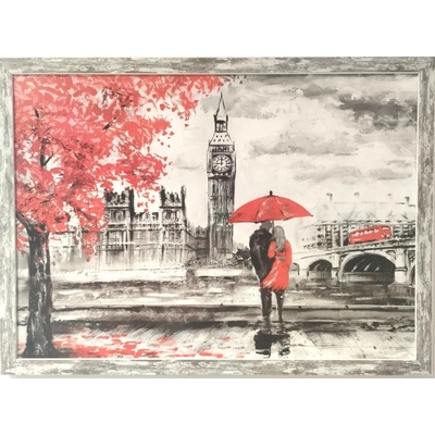 Bondecor Obraz v rámu černobílý "Milenci v Londýně" 70x50cm
