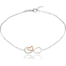 Minet Rose gold stříbrný řetízek na kotník forever love JMAN0391RB27