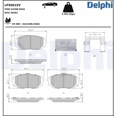 Sada brzdových platničiek kotúčovej brzdy DELPHI LP5061EV LP5061EV